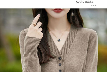 Ribbed V-Neck Cardigan