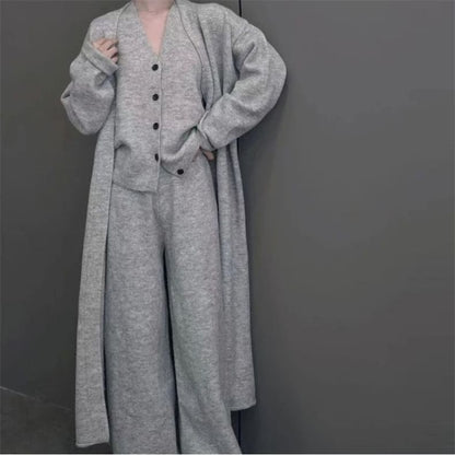 Sleeveless Vest, Wide Leg Pants & Open Front Cardigan Set