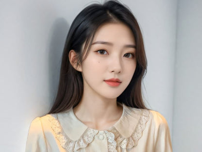 Pintucked Lace-Trim Long-Sleeve Blouse