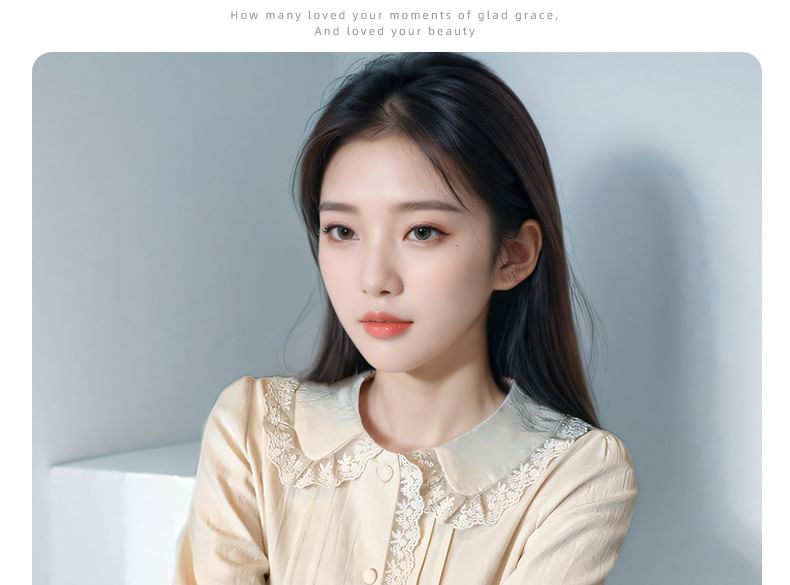 Pintucked Lace-Trim Long-Sleeve Blouse
