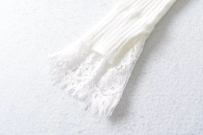 Cold-Shoulder Lace Cuff Ribbed Knit Top