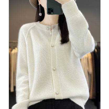 Classic Button-Front Crew Cardigan