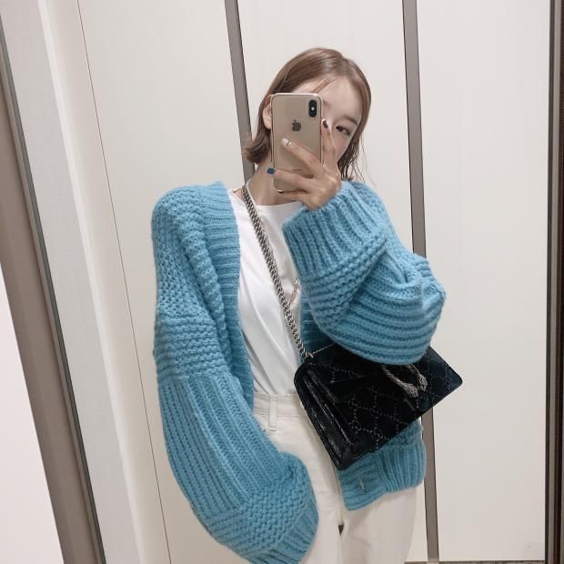 Button-Front Plain Cardigan