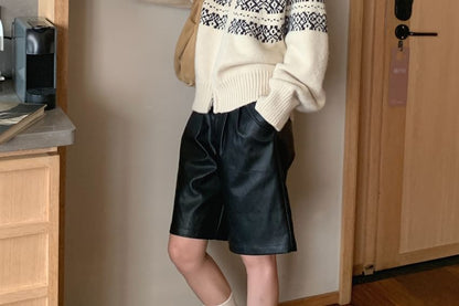 Jacquard Zip-Front Cardigan