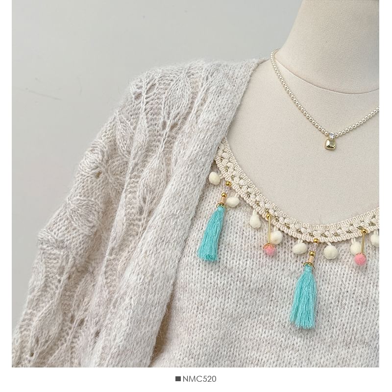 Ethnic Fringed Tank Top + Midi Skirt + Cardigan Set