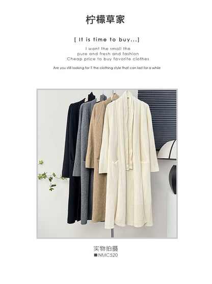 Soft Open-Front Long Cardigan with Sash