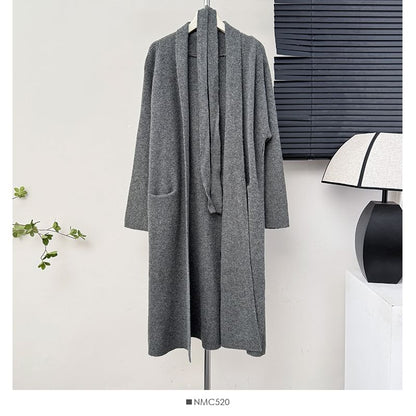 Soft Open-Front Long Cardigan with Sash