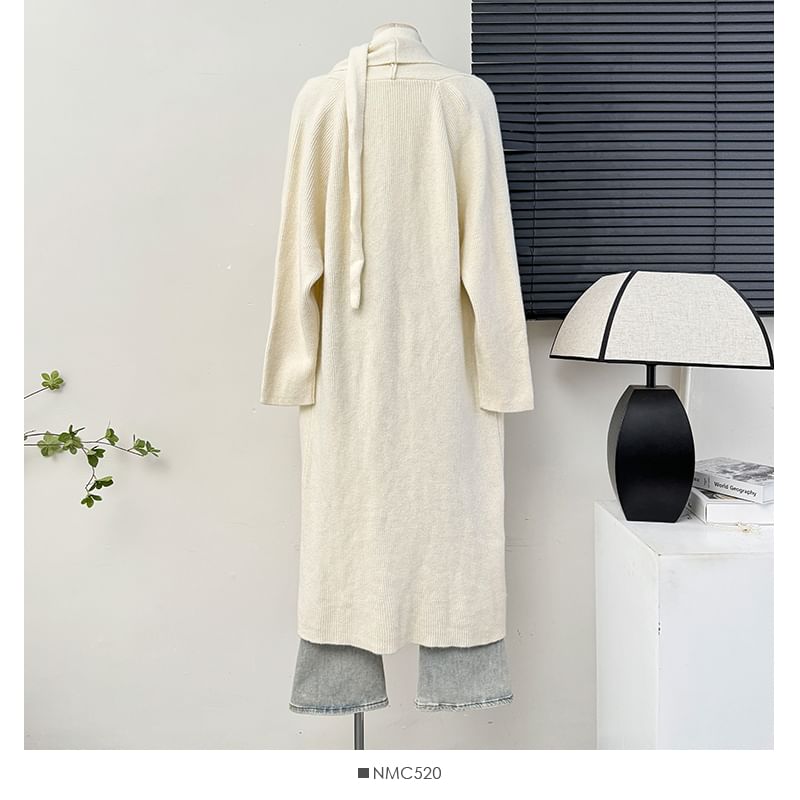 Soft Open-Front Long Cardigan with Sash