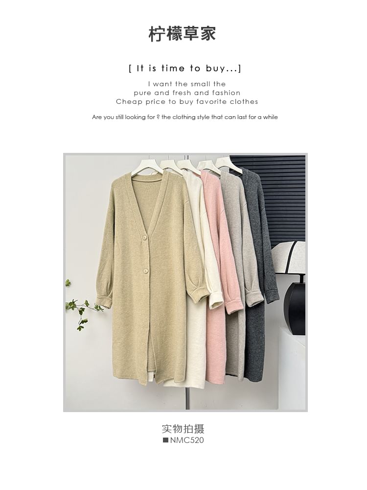 Two-Button V-Neck Long Cardigan - 6 Colors