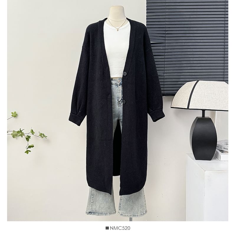 Two-Button V-Neck Long Cardigan - 6 Colors