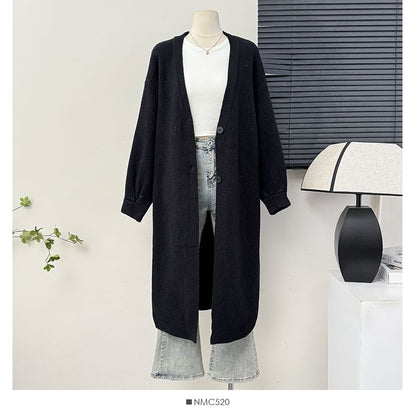 Two-Button V-Neck Long Cardigan - 6 Colors