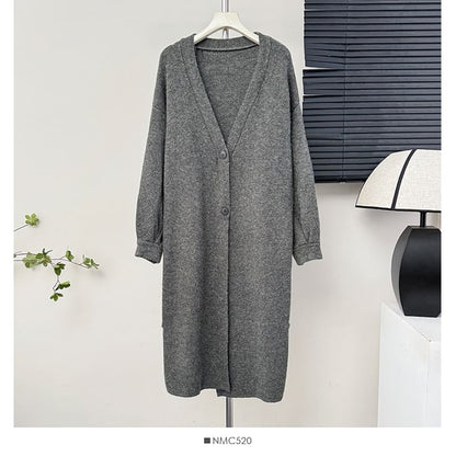 Two-Button V-Neck Long Cardigan - 6 Colors