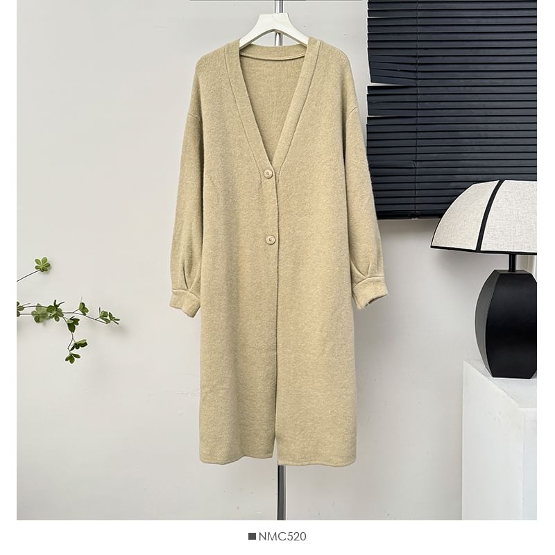 Two-Button V-Neck Long Cardigan - 6 Colors