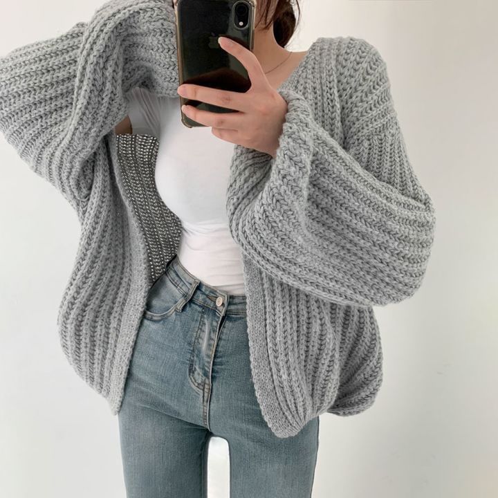Plain Open Front Cardigan