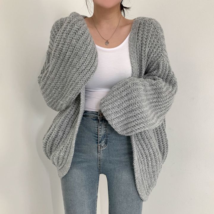 Plain Open Front Cardigan