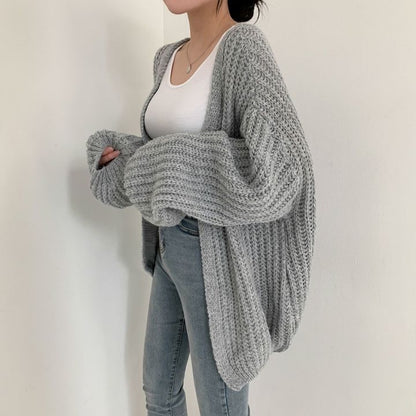 Plain Open Front Cardigan