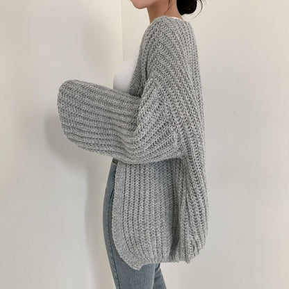 Plain Open Front Cardigan