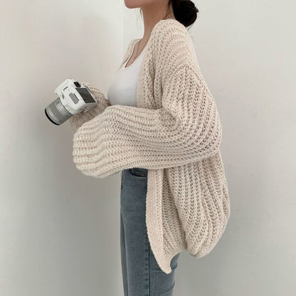 Plain Open Front Cardigan