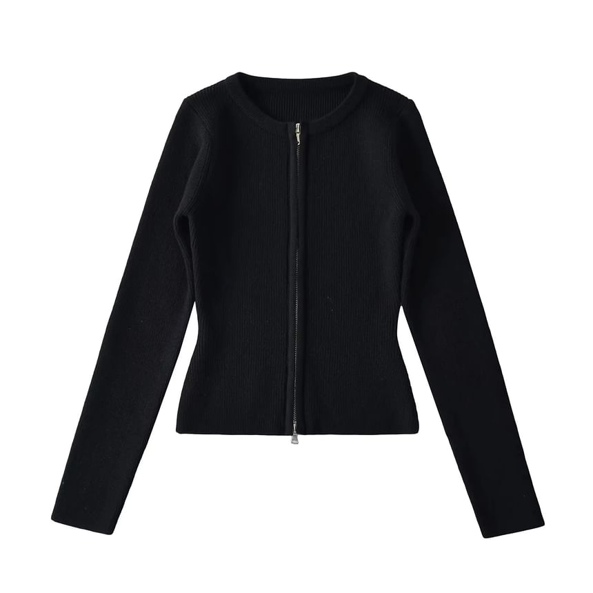 Plain Zip-Up Cardigan
