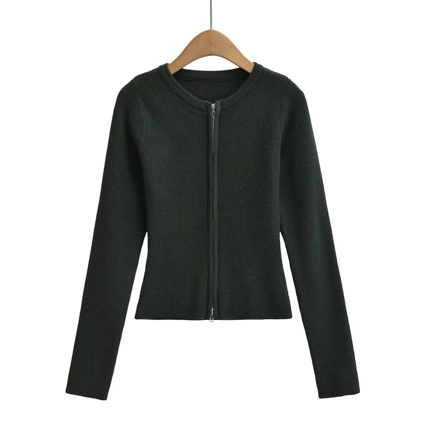 Plain Zip-Up Cardigan