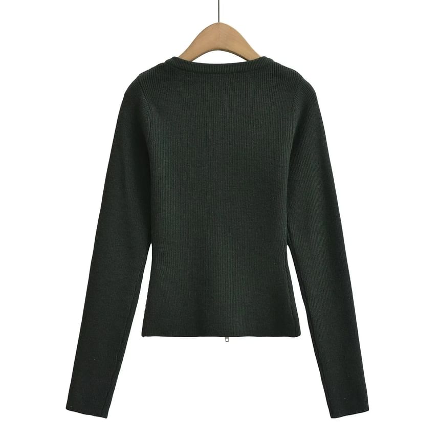 Plain Zip-Up Cardigan