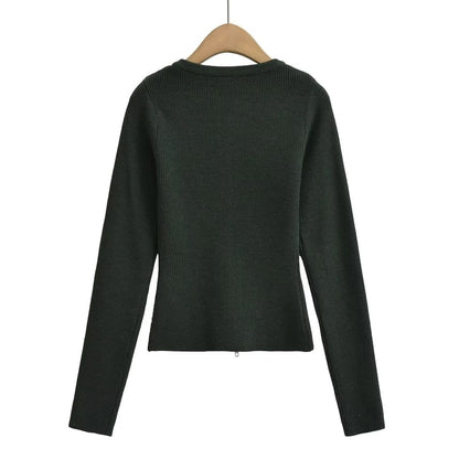 Plain Zip-Up Cardigan