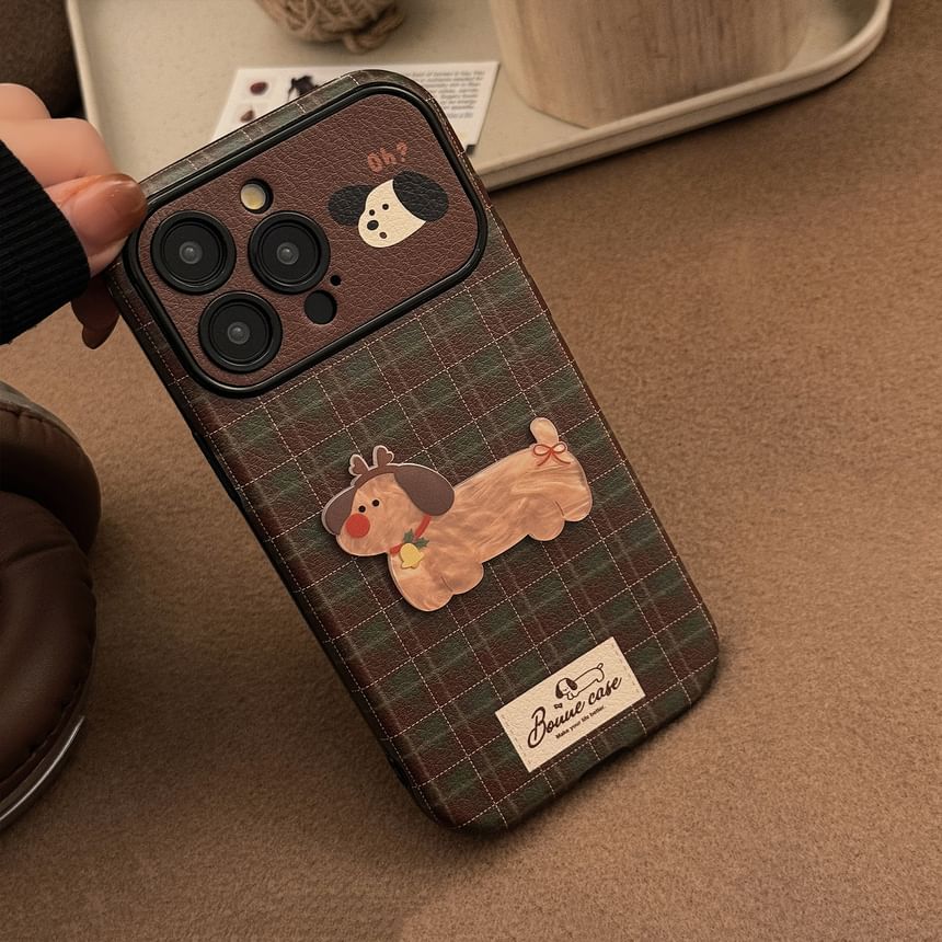 Plaid / Phone Charm Pom Set Case Bell Dog