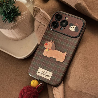 Plaid / Phone Charm Pom Set Case Bell Dog