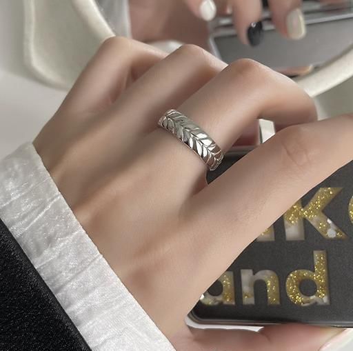 Roman Numeral Open Ring - Stainless Steel Wheat Design