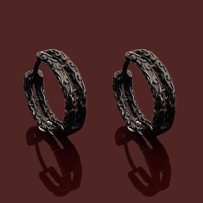 Textured Silver Hoop Earrings - Stainless Steel