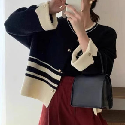 Striped Button-Up Cardigan