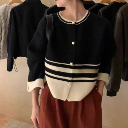 Striped Button-Up Cardigan