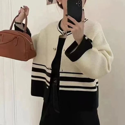 Striped Button-Up Cardigan
