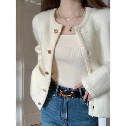 Round Neck Button-Up Cardigan / Square Neck Tank Top