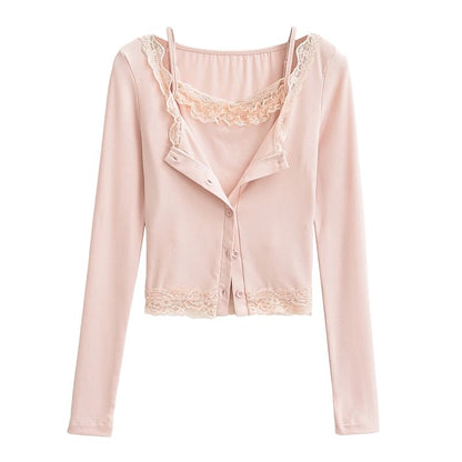 Lace Cami and Cropped Cardigan Set