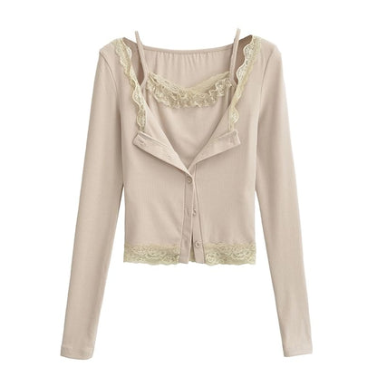 Lace Cami and Cropped Cardigan Set