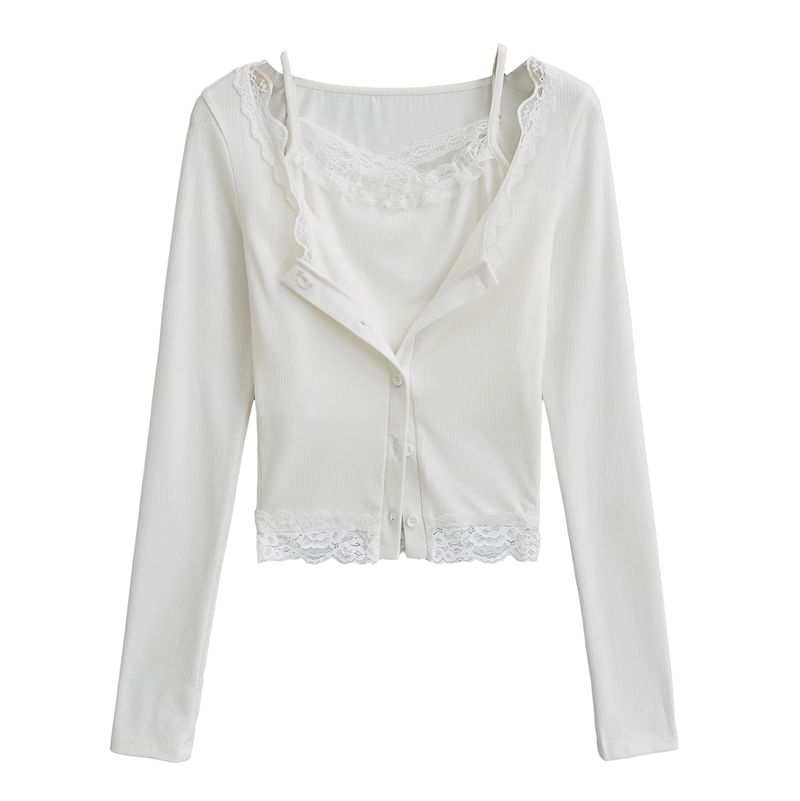 Lace Cami and Cropped Cardigan Set