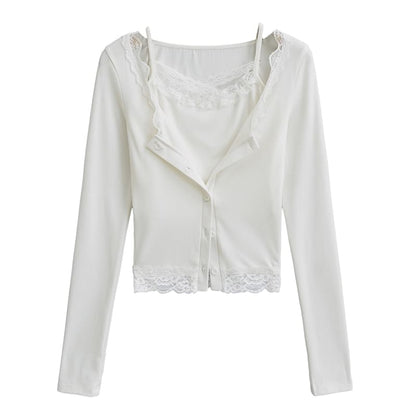 Lace Cami and Cropped Cardigan Set