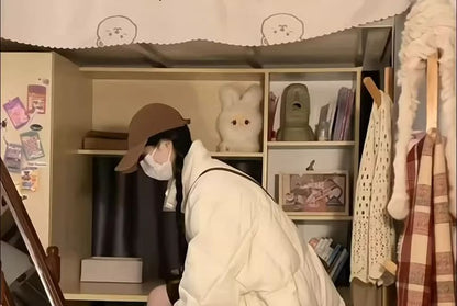 Stand Collar Plain Zip-Up Long Puffer Coat