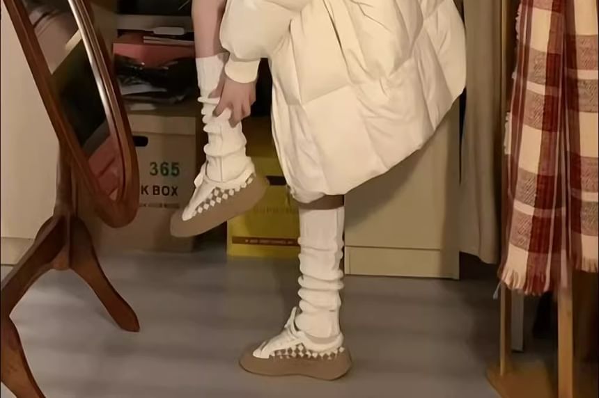 Stand Collar Plain Zip-Up Long Puffer Coat