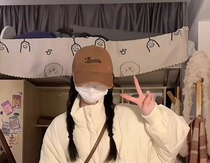 Stand Collar Plain Zip-Up Long Puffer Coat