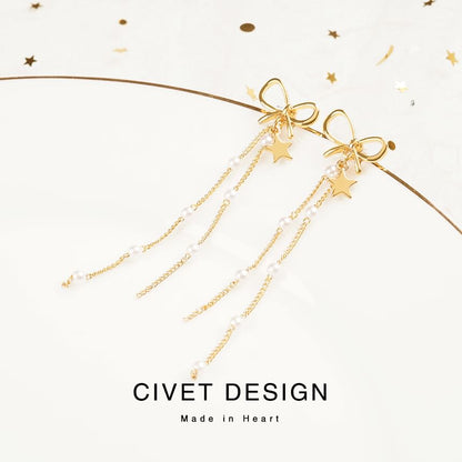 Drop Earring / Star Threader Bow