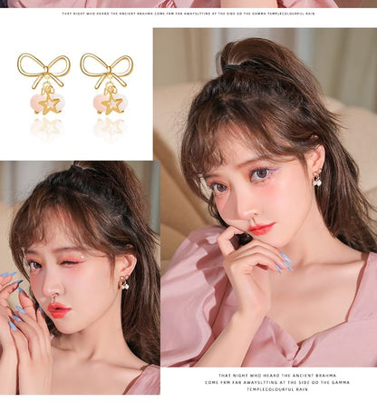 Drop Earring / Star Threader Bow