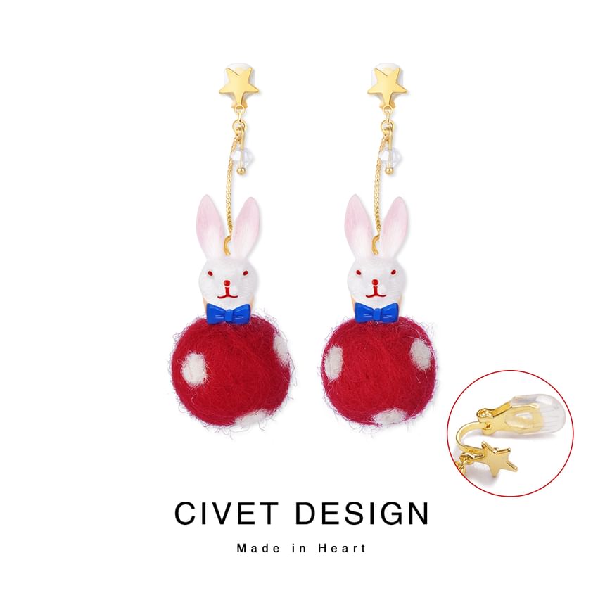Dangle Felt Rabbit Earring