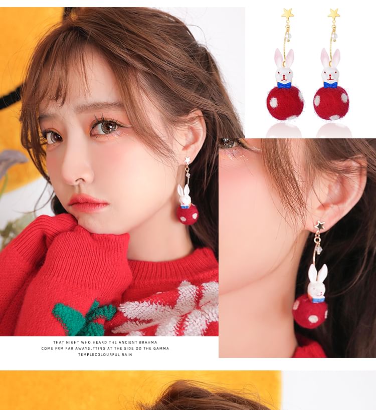 Dangle Felt Rabbit Earring