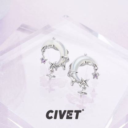 / Ear Rhinestone Alloy Cuff Moon Star Earring Drop