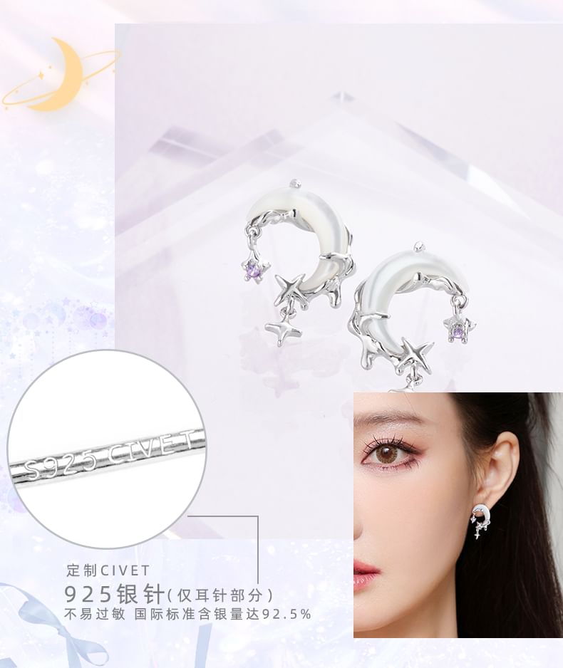 / Ear Rhinestone Alloy Cuff Moon Star Earring Drop