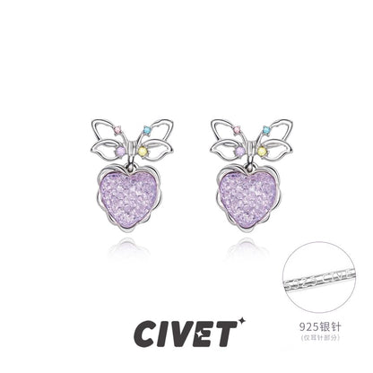 Alloy Drop Bow Heart Earring