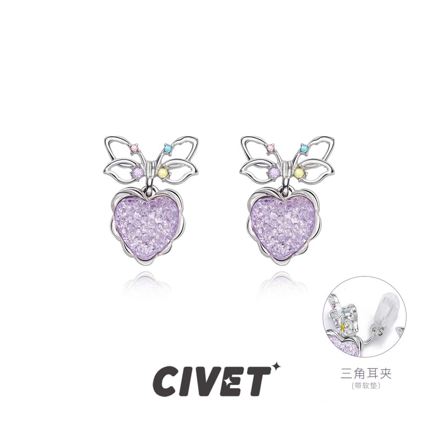 Alloy Drop Bow Heart Earring