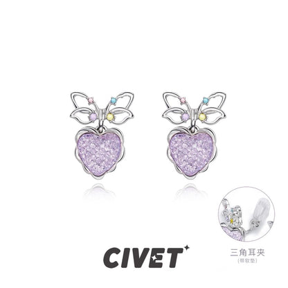Alloy Drop Bow Heart Earring